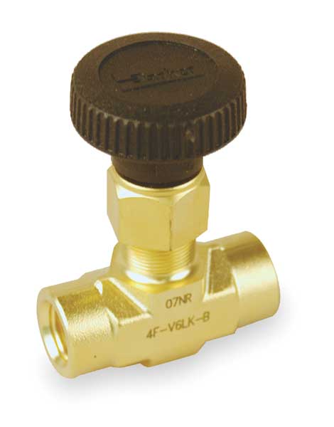 Needle Valve, Straight, Brass, 1/4 In., FNPT
