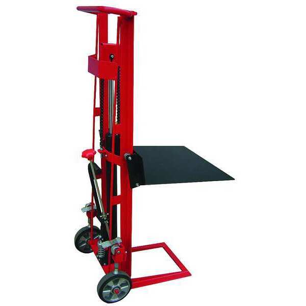 Manual Platform Lift Truck/Stackers, Manual, 750 lb Load Capacity, Foot Pump Lift Control