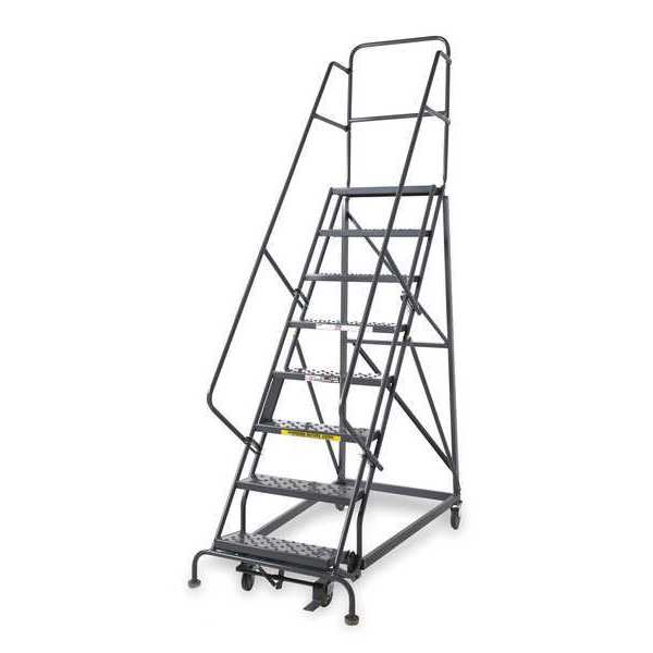 126 in H Steel Rolling Ladder, 9 Steps