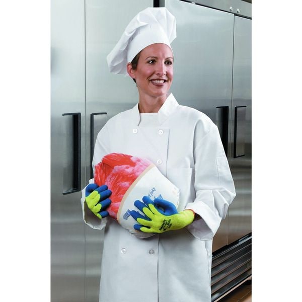 Hi-Vis Cut Resistant Coated Gloves, A3 Cut Level, Natural Rubber Latex, 2XL, 1 PR