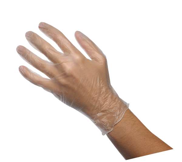 Vinyl Disposable Gloves, PVC, Powder Free, Clear, S, 100 PK