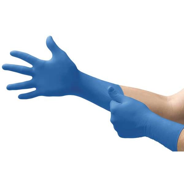 Exam Gloves, Natural Rubber Latex, Powder Free, Blue, L, 50 PK
