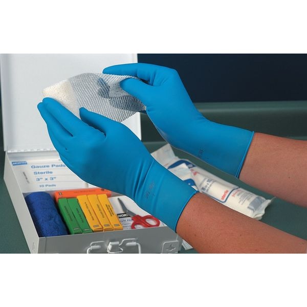 Exam Gloves, Natural Rubber Latex, Powder Free, Blue, L, 50 PK