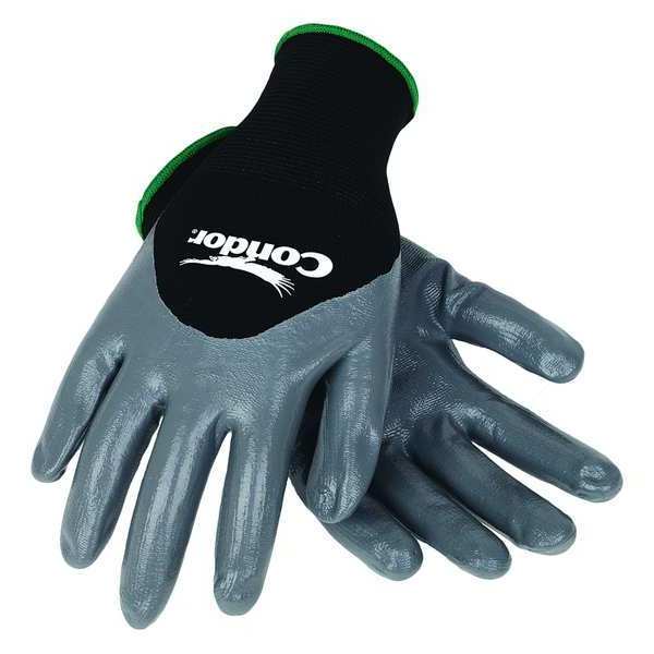Nitrile Coated Gloves, 3/4 Dip Coverage, Black/Gray, M, PR