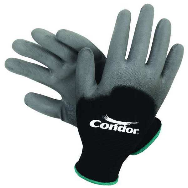 Polyurethane Coated Gloves, 3/4 Dip Coverage, Black/Gray, L, PR