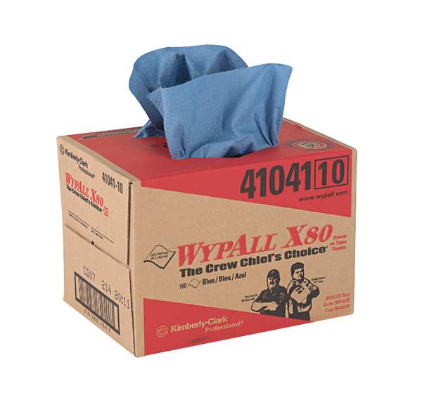 Dry Wipe, X80 Dispenser Box, 160 Sheets, Super Heavy Absorbency, 11 in x 16 3/4 in, Blue