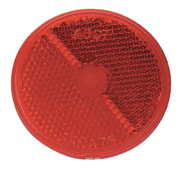 Reflector, Stick-On, Red, Dia 2 1/2
