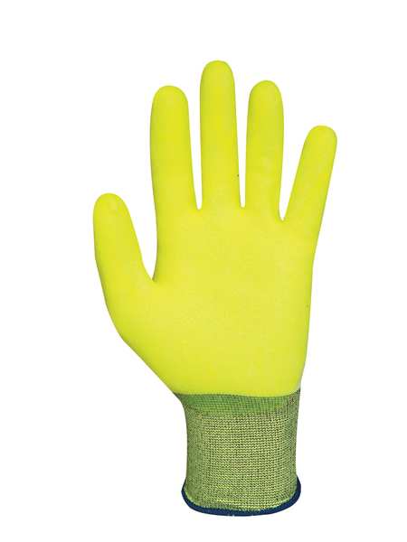 PVC Hi-Vis Coated Gloves, Palm Coverage, Yellow, M, PR