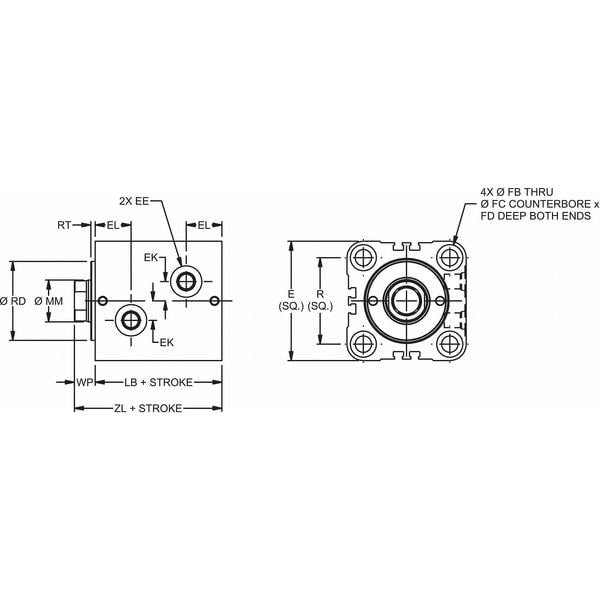Hydraulic Cylinder, 25mm Bore, 25mm Stroke