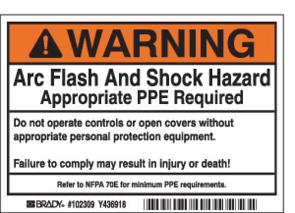 Arc Flash Protection Label, PK100, 102309