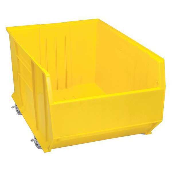 Mobile Storage Bin, Yellow, Polypropylene, 35 7/8 in L x 23 7/8 in W x 17 1/2 in H