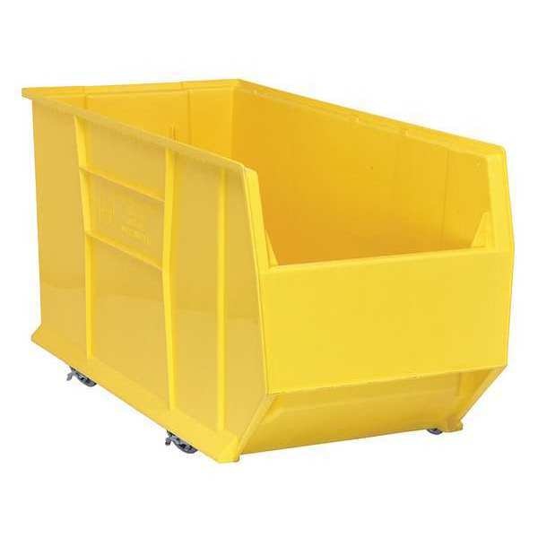 Mobile Storage Bin, Yellow, Polypropylene, 35 7/8 in L x 16 1/2 in W x 17 1/2 in H