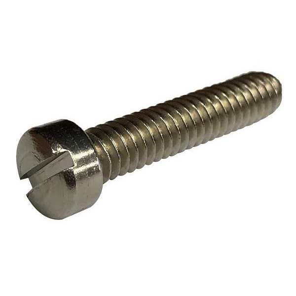 #10-32 x 1 in Slotted Fillister Machine Screw, Plain 18-8 Stainless Steel, 100 PK