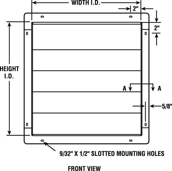 Wall Backdraft Damper, Vertical, Wall, 24 1/2 in x 24 1/2 in