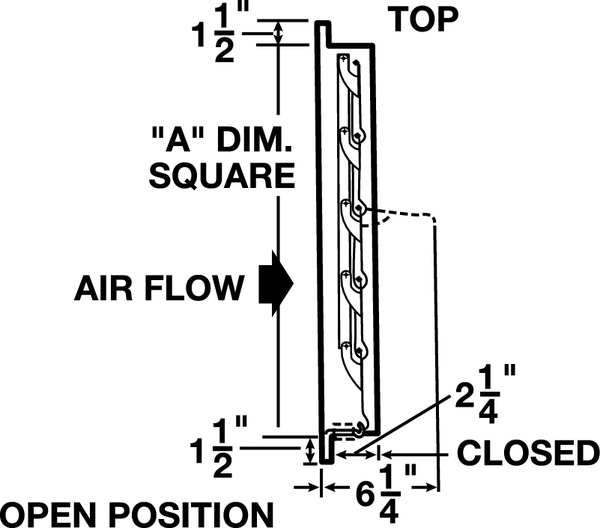 Wall Backdraft Damper, Vertical, Wall, 24 1/2 in x 24 1/2 in