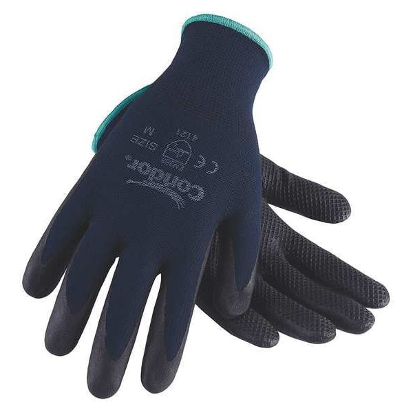 Nitrile Coated Gloves, Palm Coverage, Black/Blue, L, PR