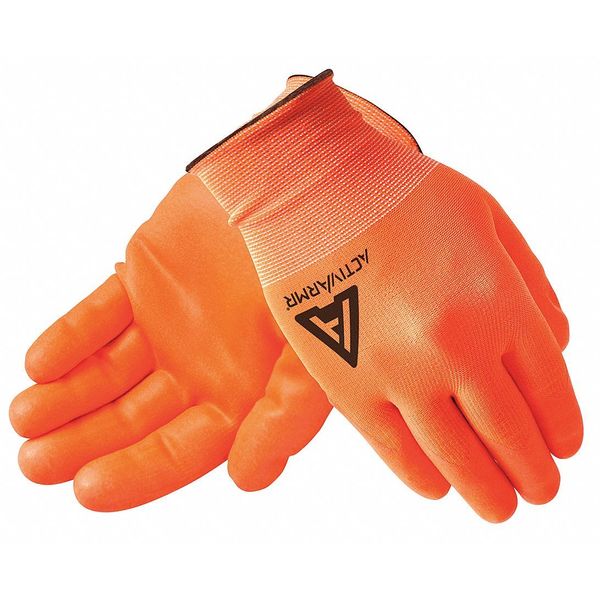 Nitrile Hi-Vis Coated Gloves, Palm Coverage, Orange, 11, PR