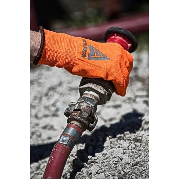 Hi-Vis Cut Resistant Coated Gloves, A2 Cut Level, Nitrile/Polyurethane, 11, 1 PR