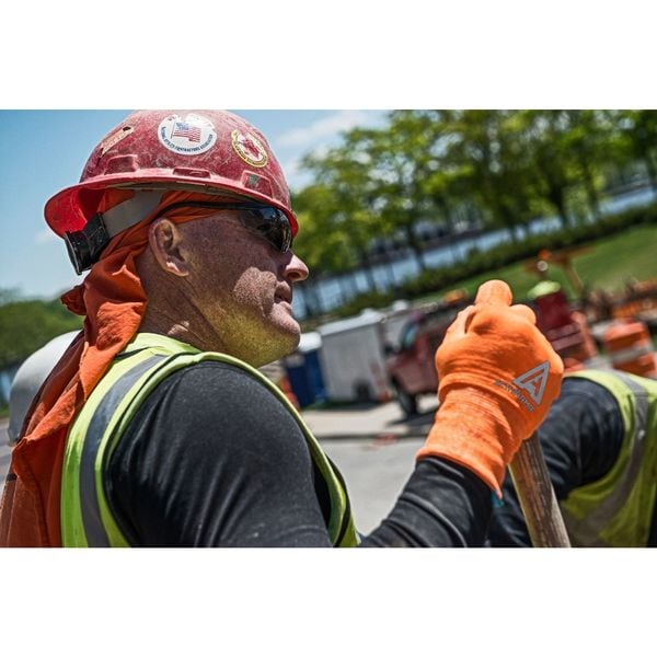 Hi-Vis Cut Resistant Coated Gloves, A2 Cut Level, Nitrile/Polyurethane, 11, 1 PR