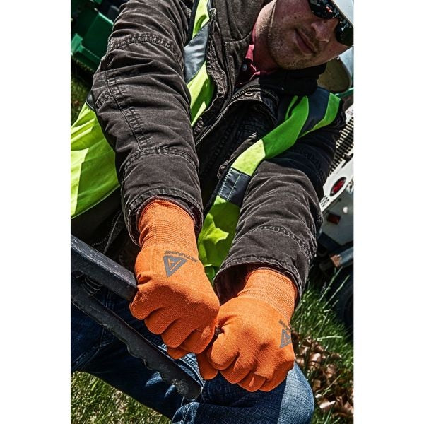 Hi-Vis Cut Resistant Coated Gloves, A2 Cut Level, Nitrile/Polyurethane, 11, 1 PR