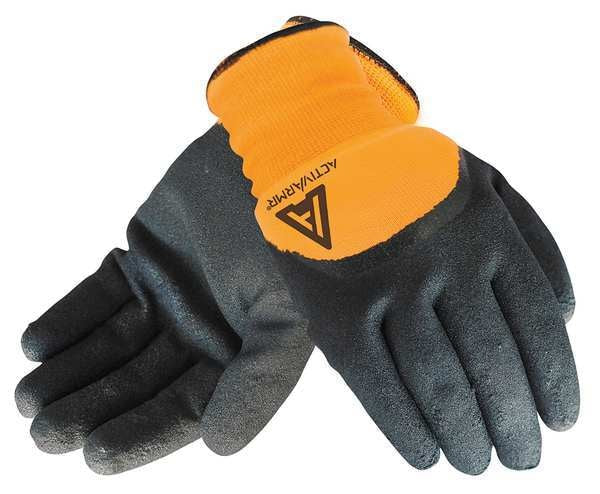 Hi-Vis Cut Resistant Coated Gloves, A2 Cut Level, Nitrile, 9, 1 PR