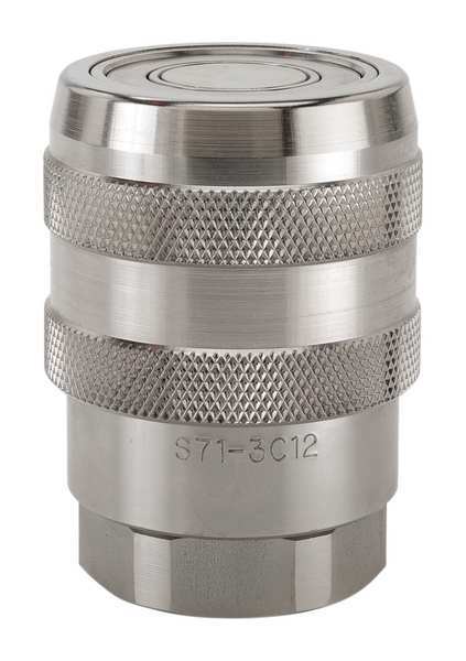 Hydraulic Quick Connect Hose Coupling, 316 Stainless Steel Body, Push-to-Connect Lock, 71 Series