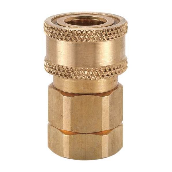 Hydraulic Quick Connect Hose Coupling, Brass Body, Sleeve Lock, 1