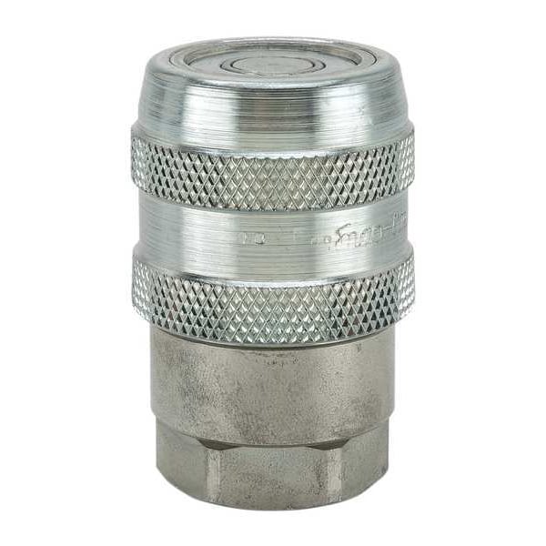 Hydraulic Quick Connect Hose Coupling, Steel Body, Push-to-Connect Lock, 1/4