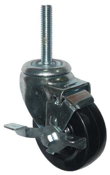 Swivel Stem Caster, Rubber, 3-1/2 in., 160 lb.