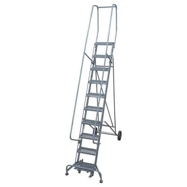 140 in H Steel Rolling Ladder, 11 Steps