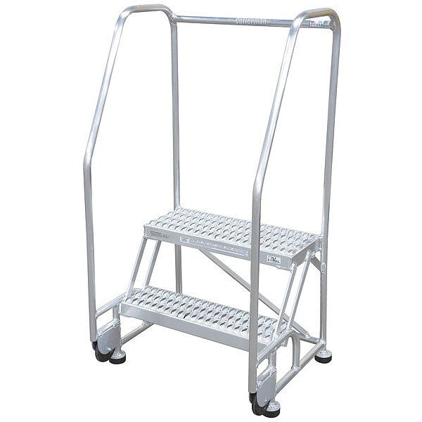 50 in H Aluminum Tilt and Roll Ladder, 2 Steps