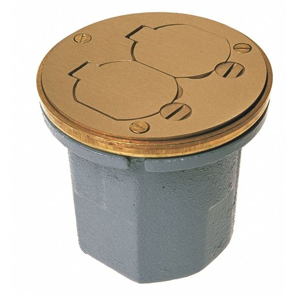 Flr Box, Cast Iron, Assbly Brass Duplx Cvr
