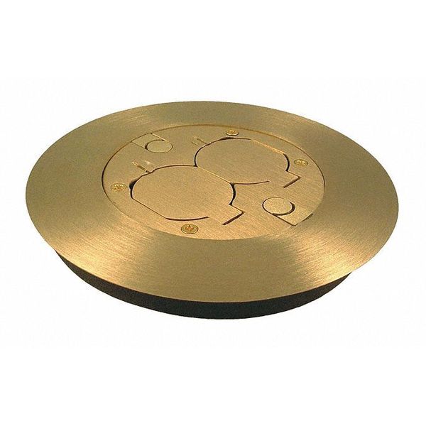Floor Box Duplex Cover Kit, Round, Brass