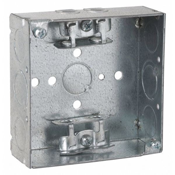 Box, 4 SQ, 1-1/2 Deep, Mc-Clamp 1/2-3/4