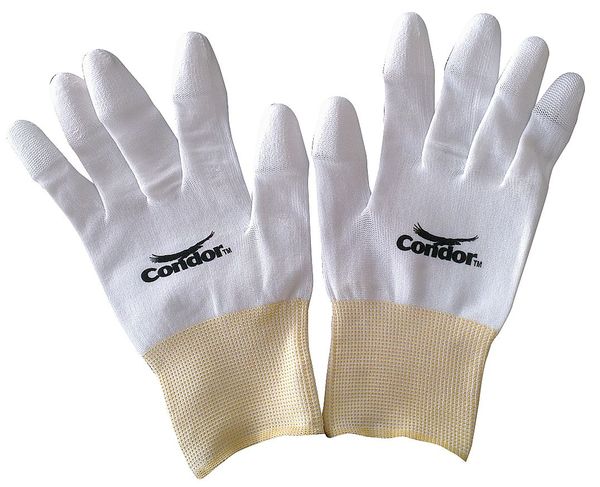 Polyurethane Coated Gloves, Fingertips Coverage, White, XL, PR