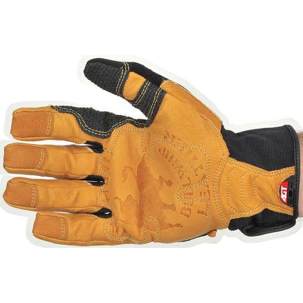 Mechanics Gloves, XL, Tan, Leather, Leather/Ribbed Nylon/Spandex