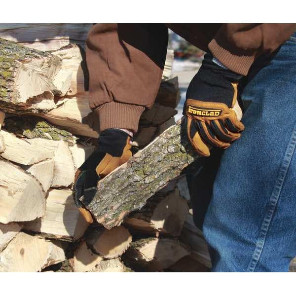 Mechanics Gloves, XL, Tan, Leather, Leather/Ribbed Nylon/Spandex