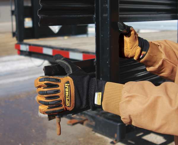 Mechanics Gloves, L, Tan, Leather, Leather/Ribbed Nylon/Spandex