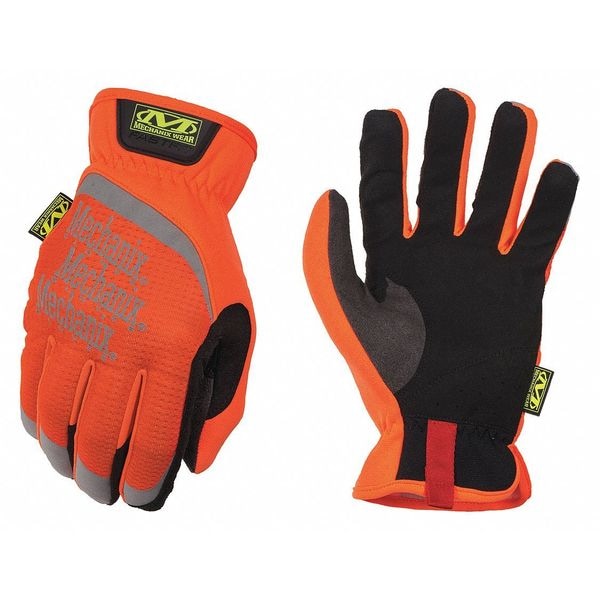 Hi-Vis Mechanics Gloves, L, Yellow, Anatomically Designed Two-Piece Palm, Trekdry(R)