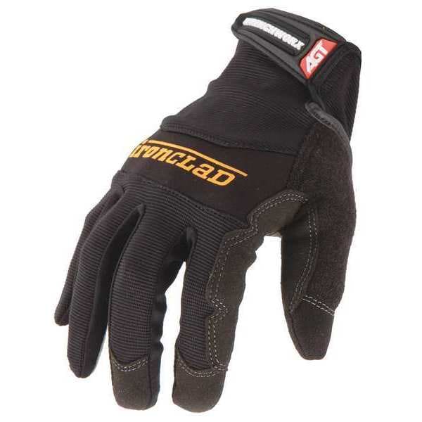 Mechanics Gloves, XL, Black, Synthetic Leather, Ribbed Nylon/Spandex