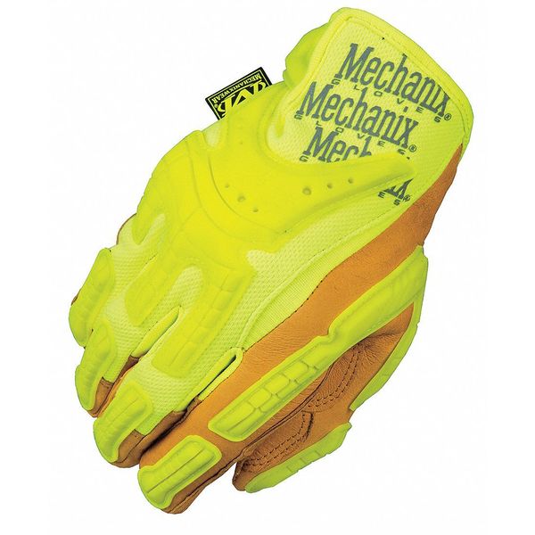 Hi-Vis Mechanics Gloves, M, Yellow, Synthetic Leather, TekDry(R)