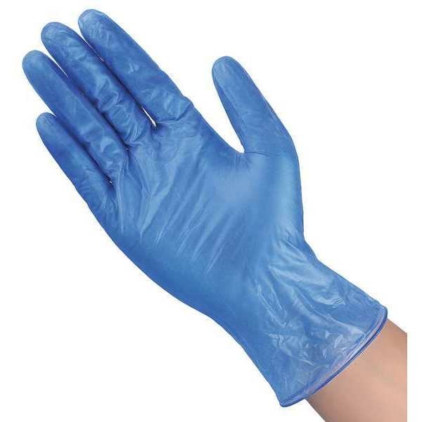 Disposable Gloves, Vinyl, Powder Free, Blue, XL, 100 PK