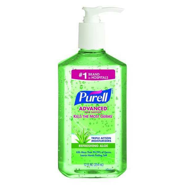 Hand Sanitizer, Aloe, Gel, 12oz Pump Bottle, PK12