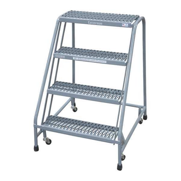 40 in H Steel Rolling Ladder, 4 Steps