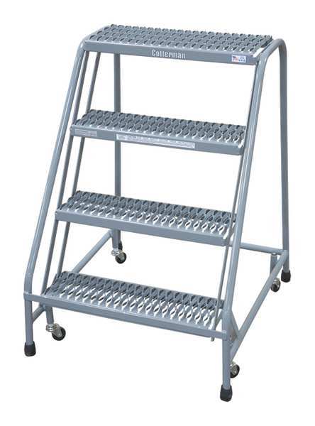 40 in H Steel Rolling Ladder, 4 Steps