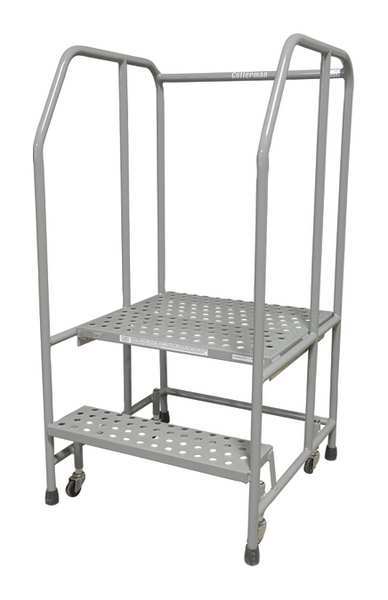 50 in H Steel Rolling Ladder, 2 Steps