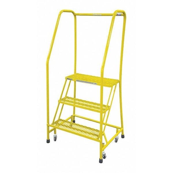 60 in H Steel Rolling Ladder, 3 Steps
