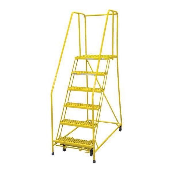 90 in H Steel Rolling Ladder, 6 Steps
