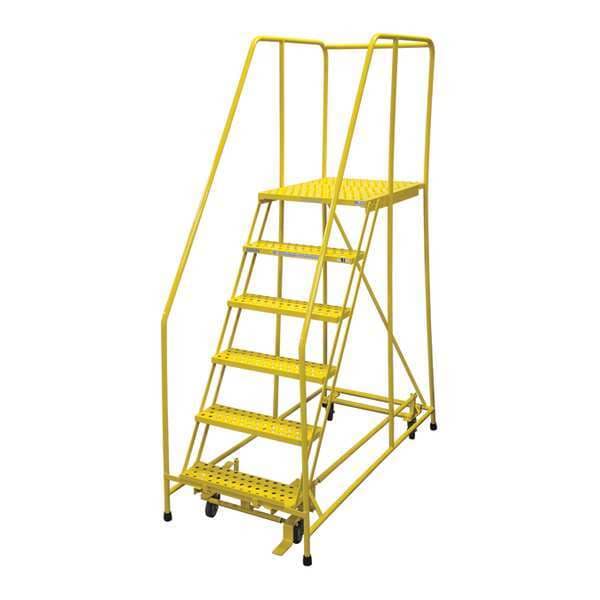 90 in H Steel Rolling Ladder, 6 Steps