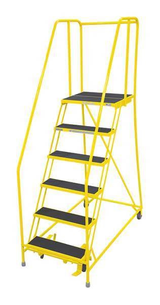 90 in H Steel Rolling Ladder, 6 Steps